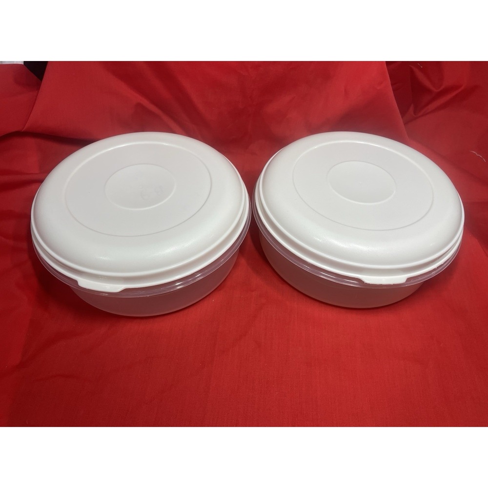 TWO Rubbermaid #4 Servin Saver Round 2.4 Qts Container Bowls w/Lids
